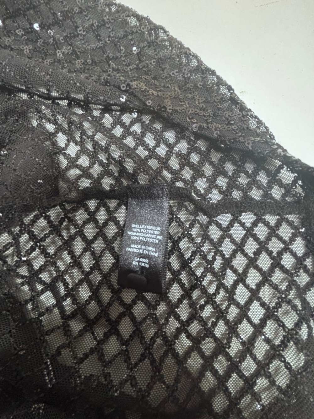 RW&CO Black Sequin Mesh Top - Women's Sheer Party Tee size Large - Picture 4 of 5